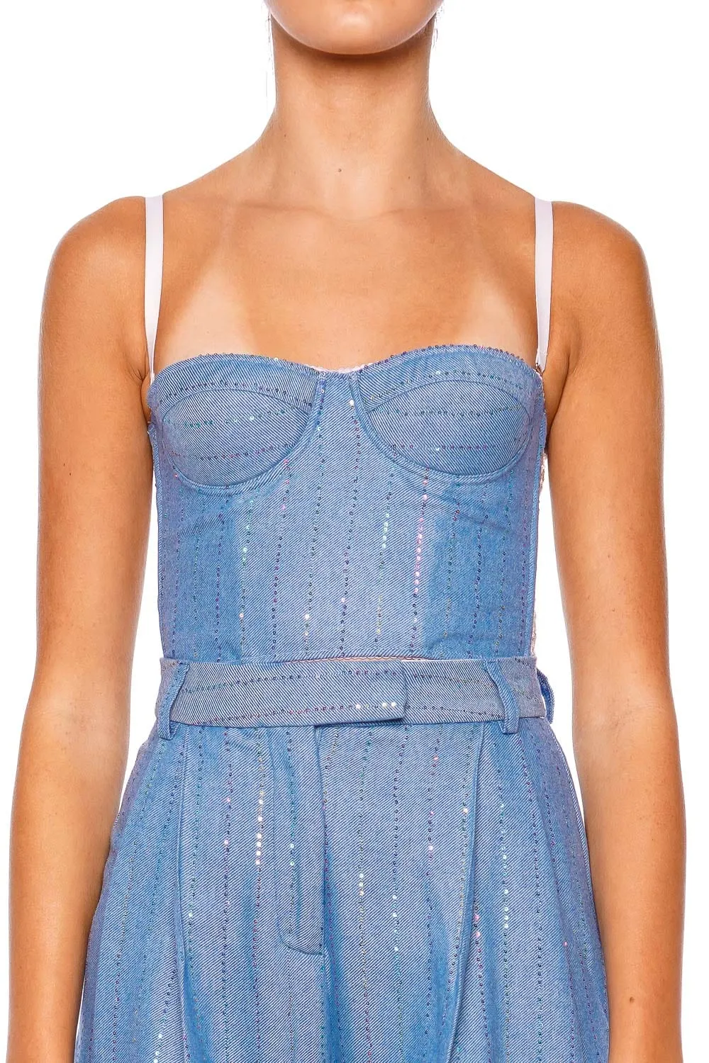 Rainbow Sequin Striped Bustier Top