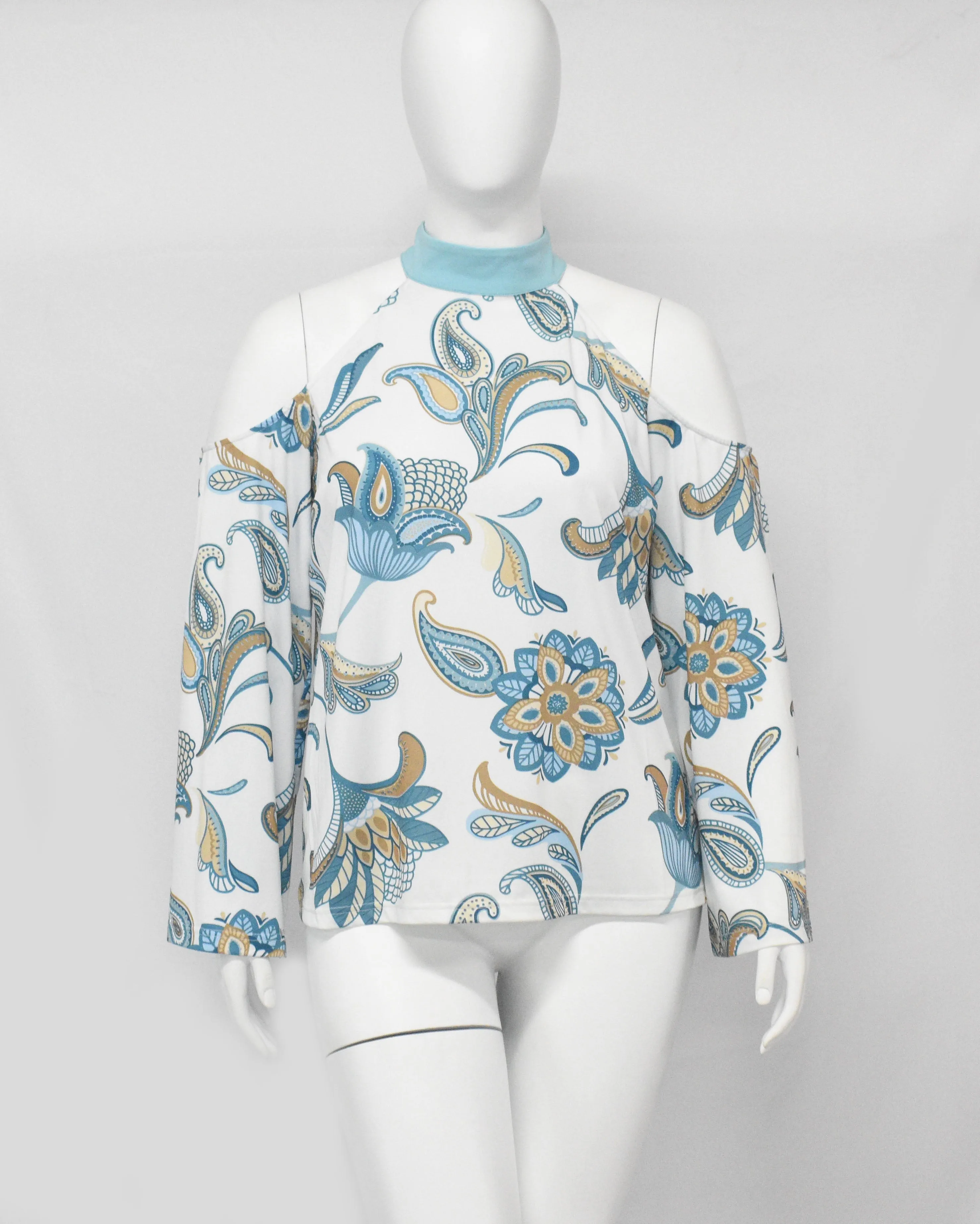 Rapheeze Floral  Cold Shoulder Bat Wing Top