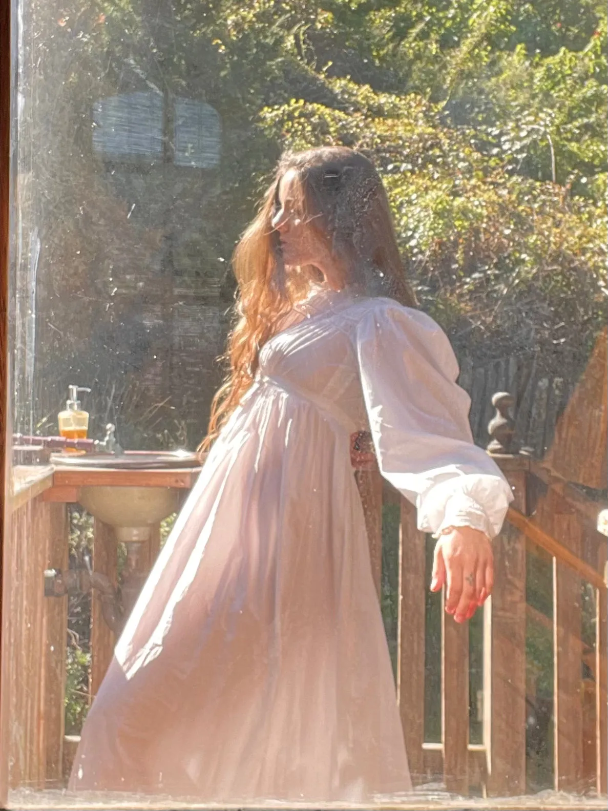 Rare 1830s Hand Sewn Cotton Eyelet Day Dress