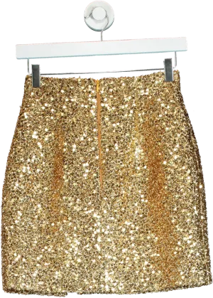 RASARIO Gold Sequin High Rise Mini Skirt UK 6