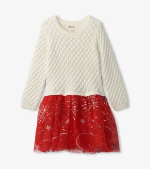 Red Sparkle Tulle Sweater Dress