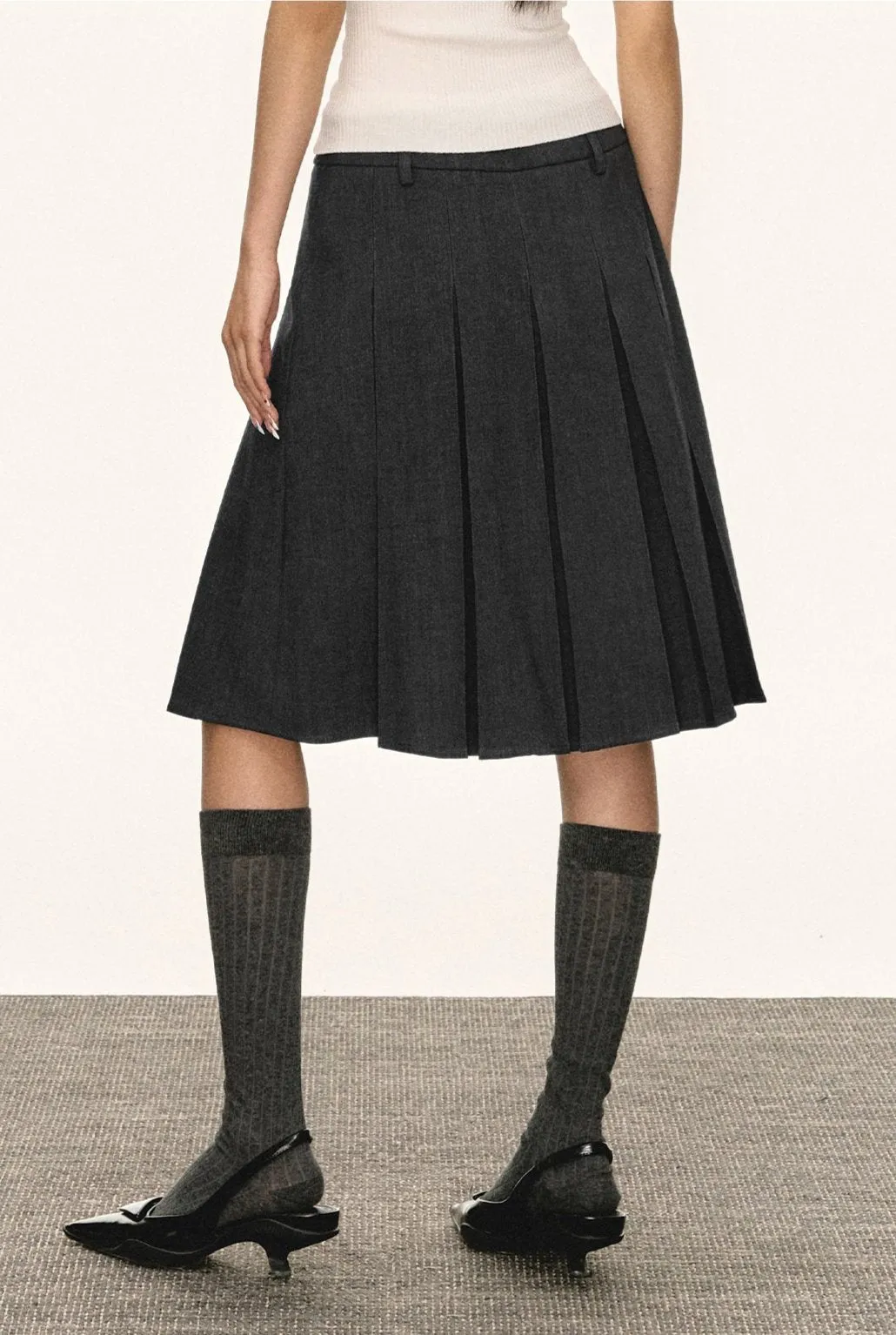 Retro Pleated Midi Skirt