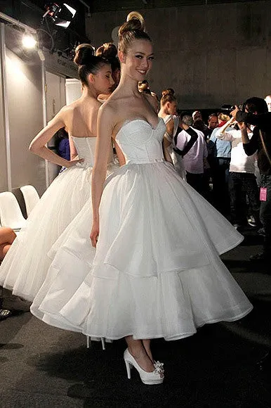 Retro Tiered Tea Length Wedding Dress