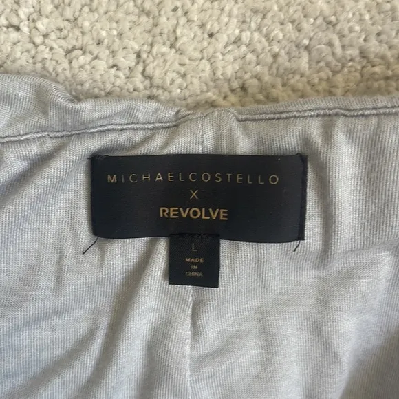 Revolve, Michael Costello, Milo Mini Skirt in Baby Blue.