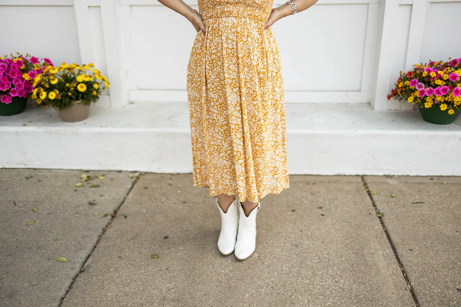 rogan dress in mustard