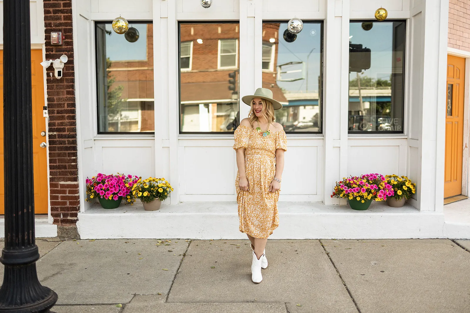 rogan dress in mustard