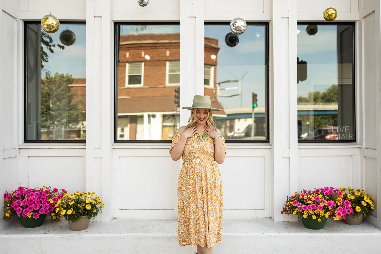 rogan dress in mustard