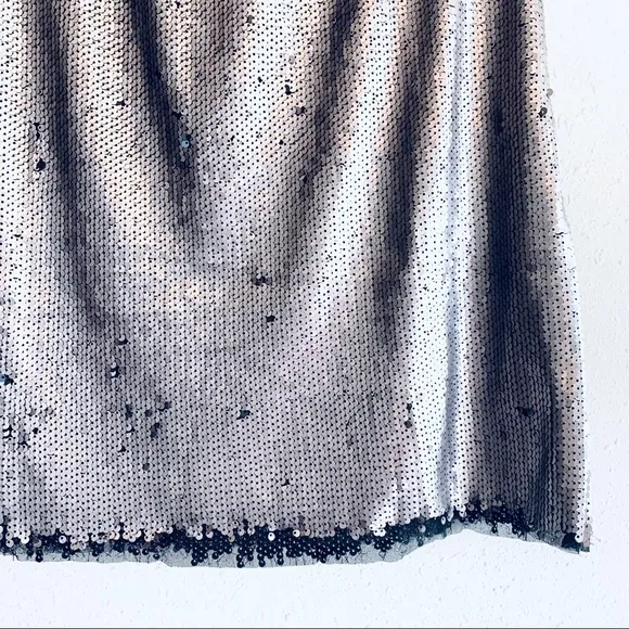 Romeo Juliet Couture Sequins Silver Mini Skirt Size Large NEW