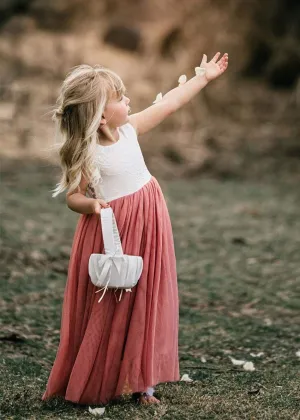 Rose Lace Flower Girl Dress in Dusty Pink