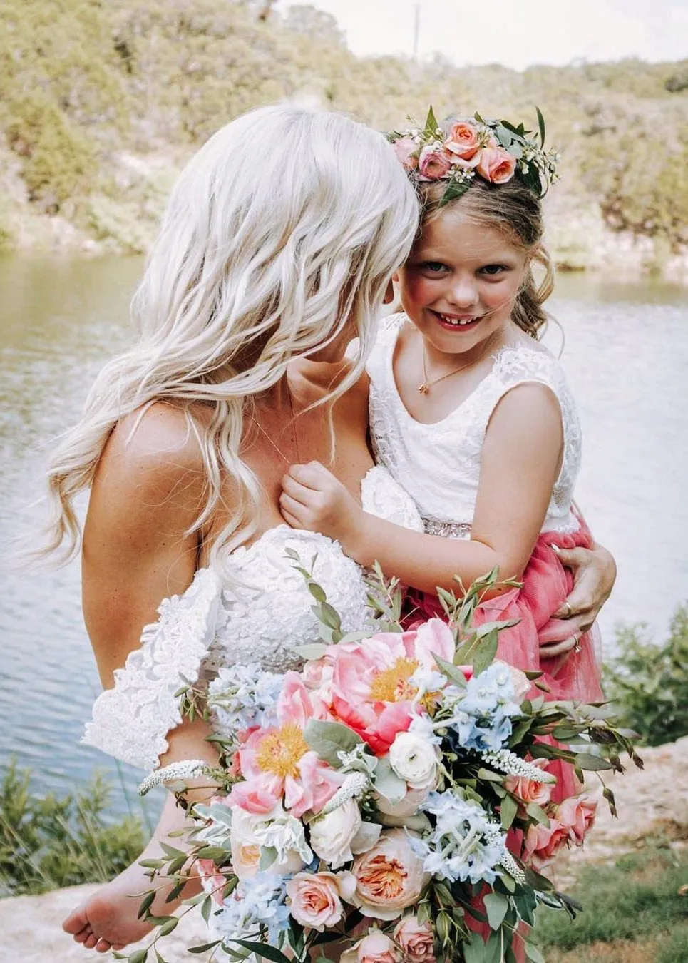 Rose Lace Flower Girl Dress in Dusty Pink