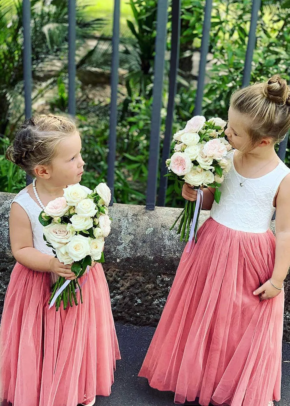 Rose Lace Flower Girl Dress in Dusty Pink