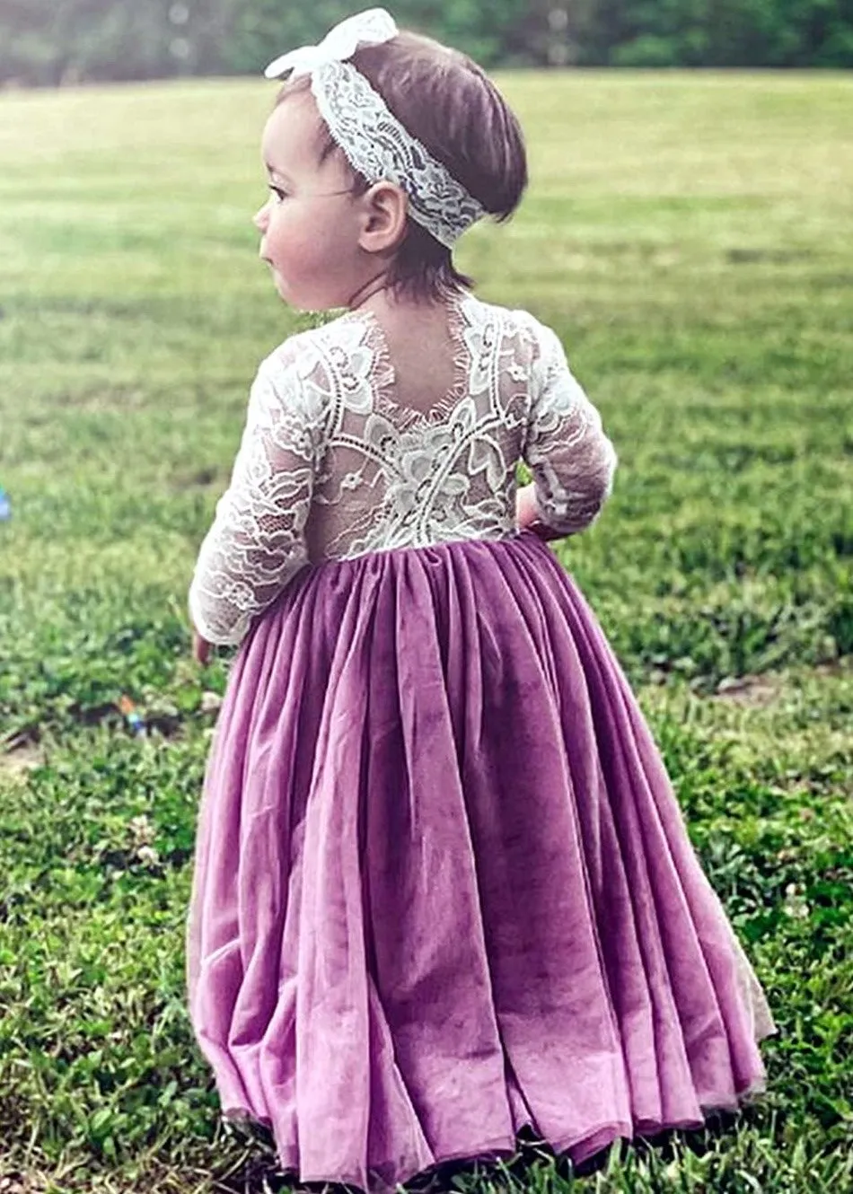 Rose Lace Flower Girl Dress in Mauve