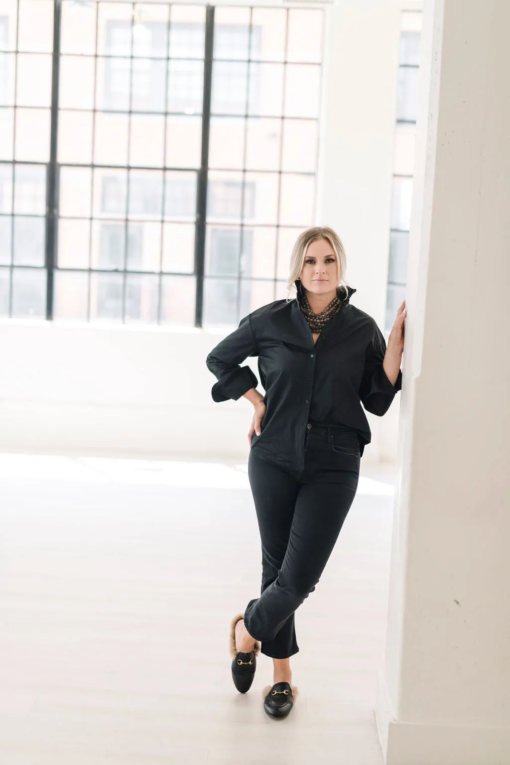 Ruffle Shirt Black