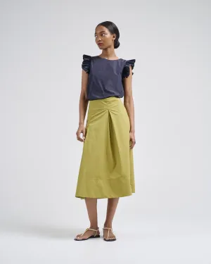 ruffle sleeve taffeta top