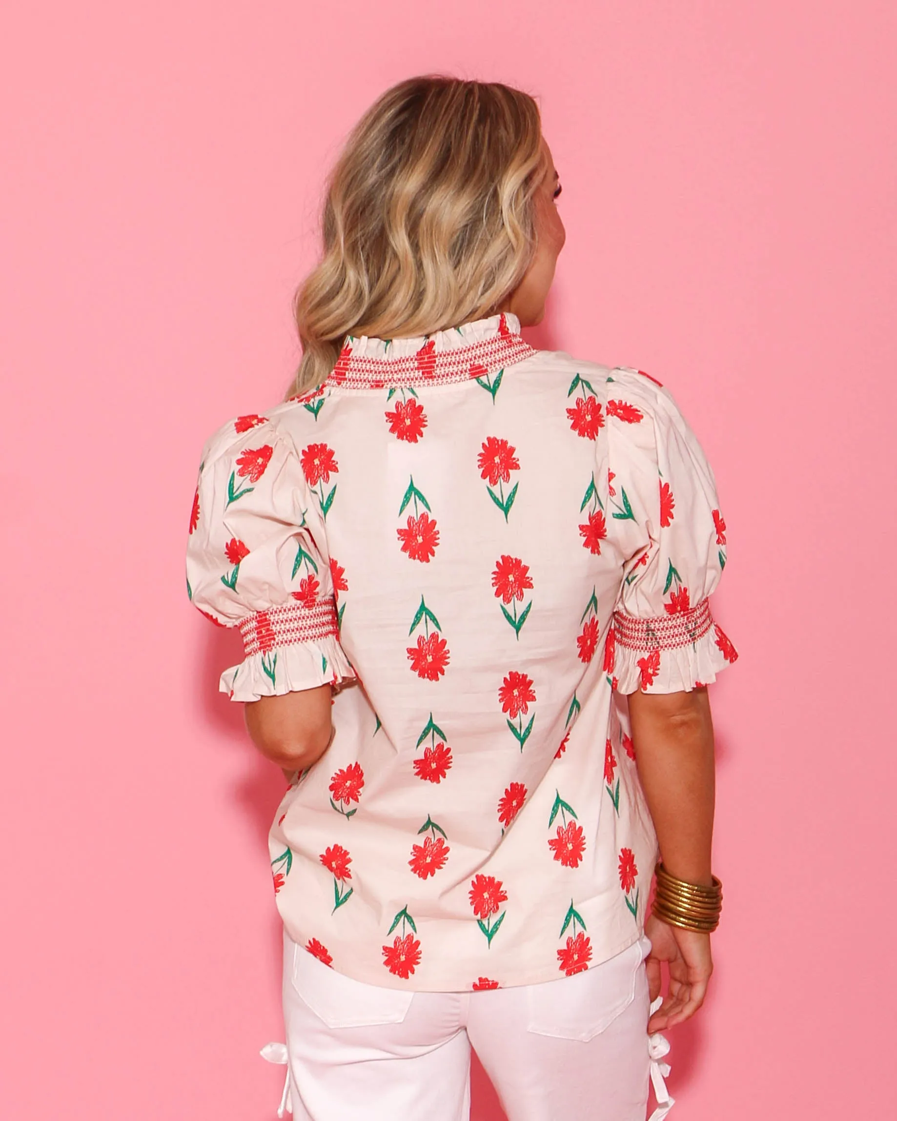 Ruffle Trim Flower Top