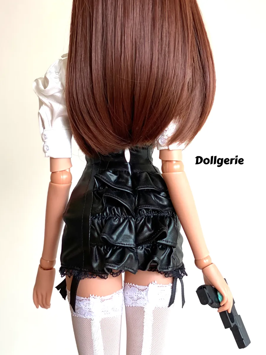 Ruffled Tail Faux Leather Mini Skirt