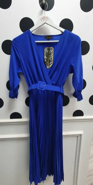 SA Blue Frill Sleeve Dress