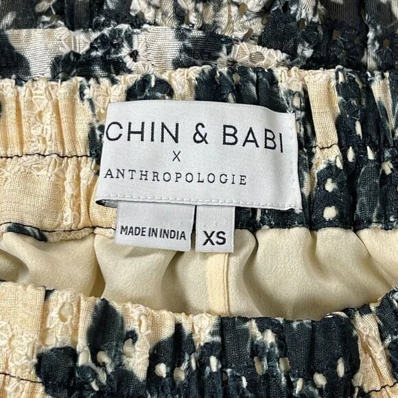 Sachin and Babi Anthropologie Loretta Eyelet Crochet Ruffle Mini Skirt XS Black