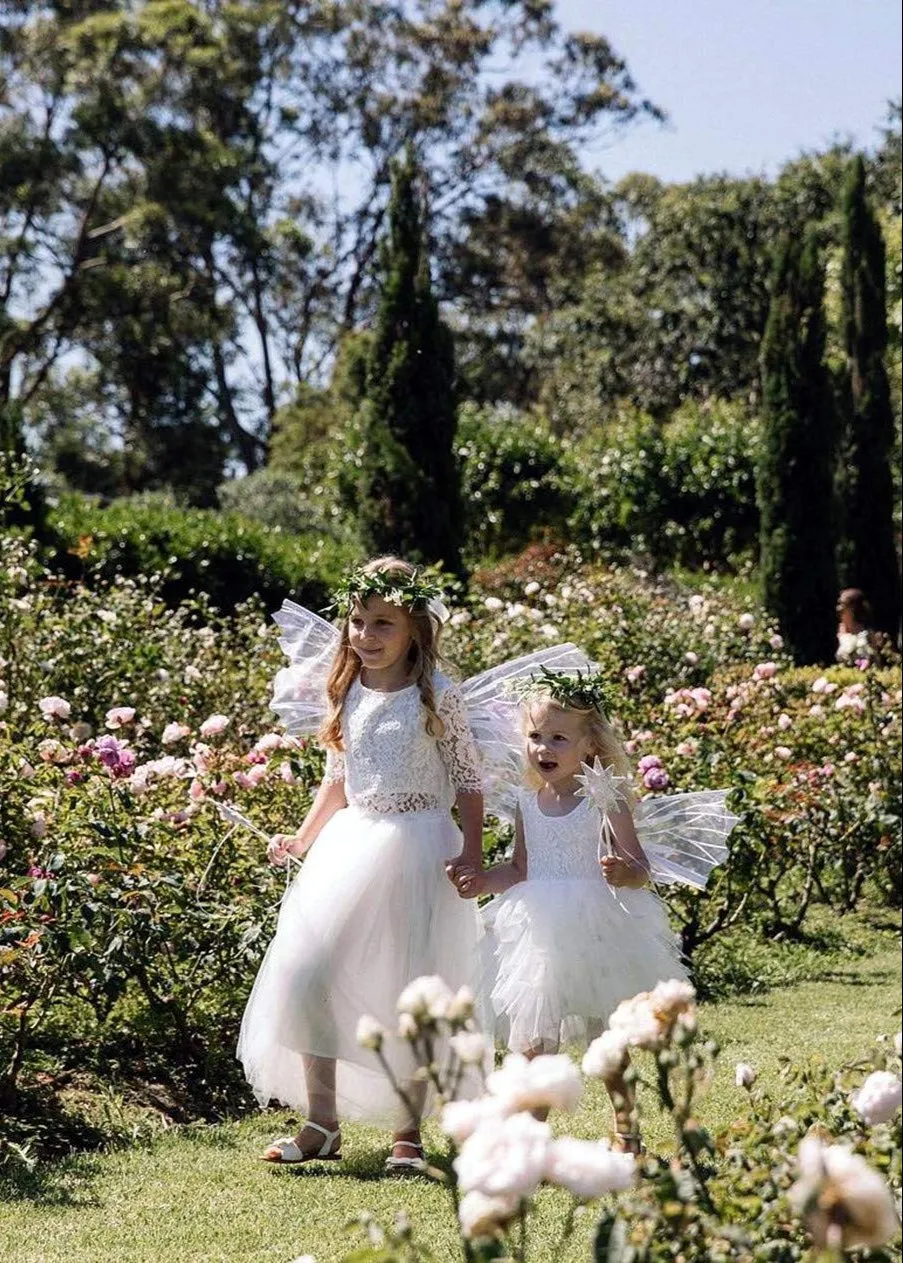 Scalloped Lace 2 Piece Girl Dress Set in White