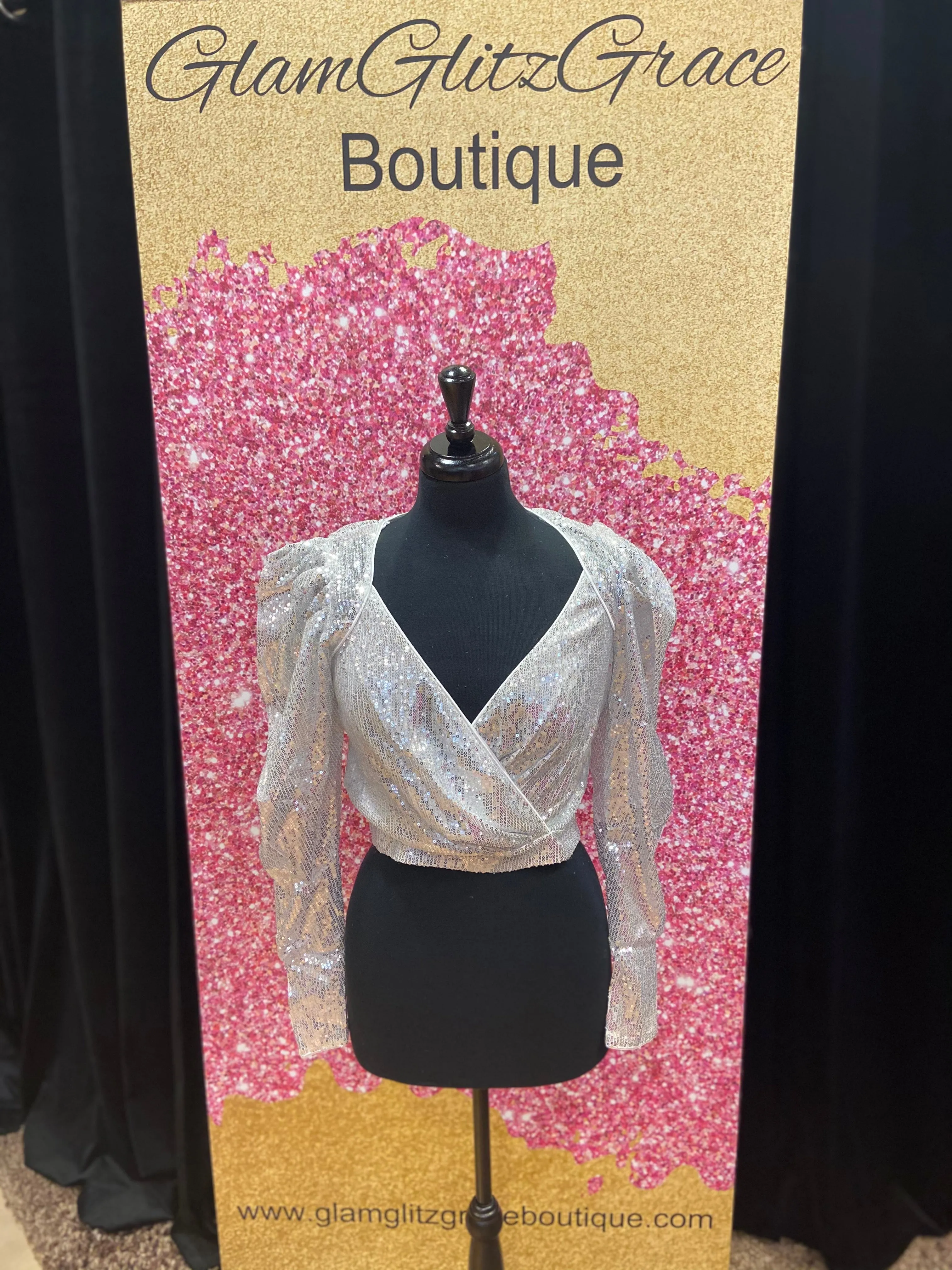 Sequin Crossover Crop Top