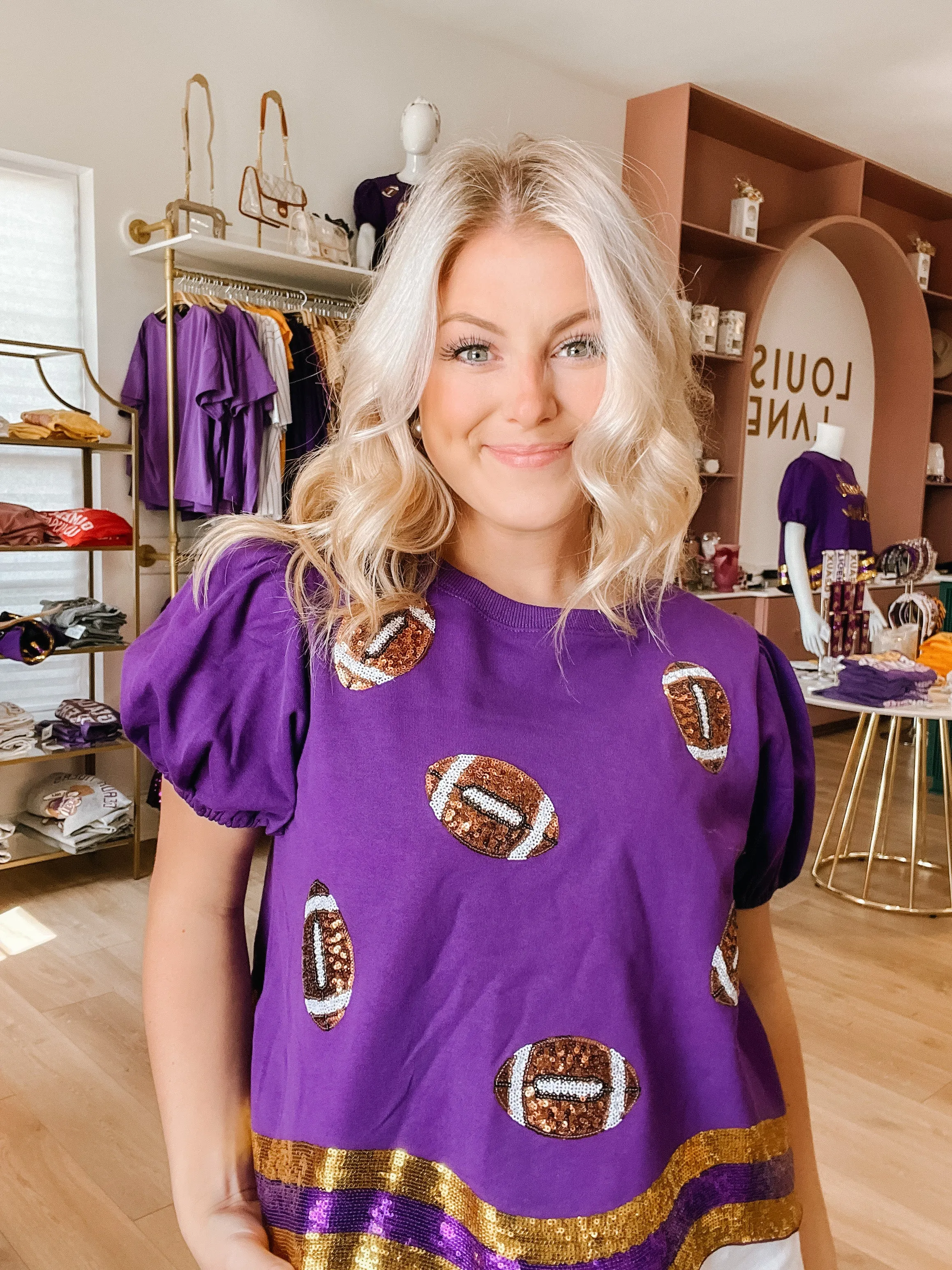 Sequin Football  Top