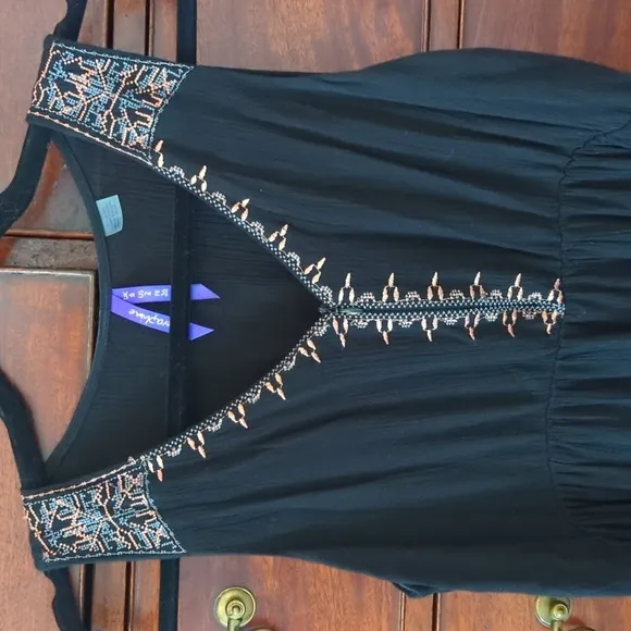 Seraphine Size 2 Black Embroidered Maternity &amp; Nursing Dress