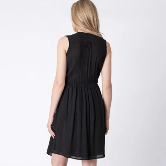 Seraphine Size 2 Black Embroidered Maternity &amp; Nursing Dress