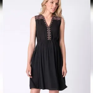 Seraphine Size 2 Black Embroidered Maternity &amp; Nursing Dress