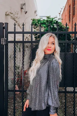 Shan Metallic Top - Black