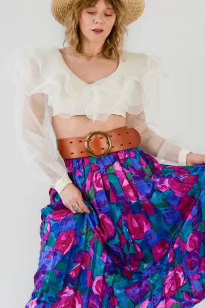 Sheer Ruffle Collar Ultra Crop Top