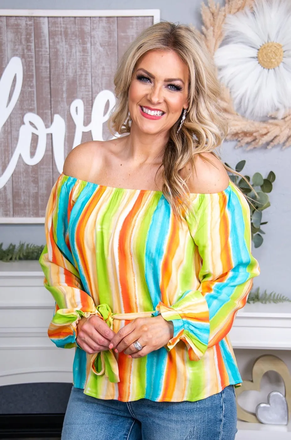 She's Magic Multi Striped Top T6273MU