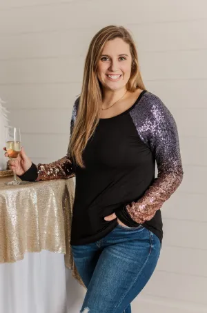 Shine Bright Sequin Top- Black