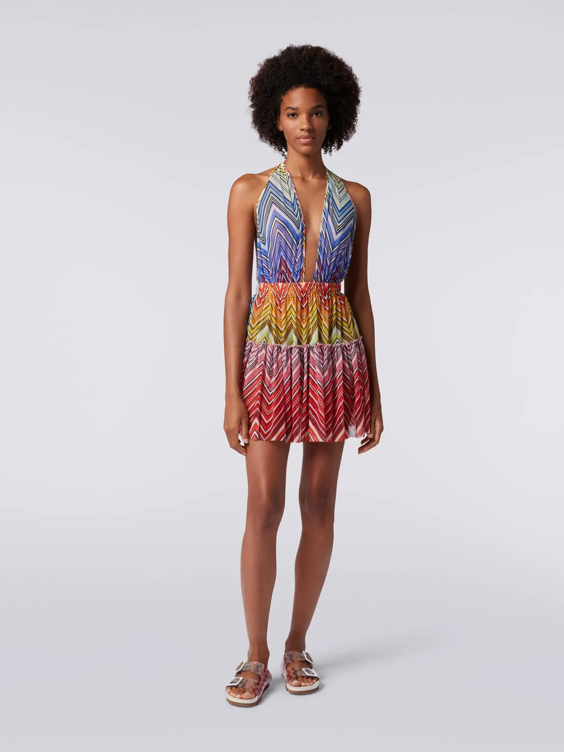 Short Dress - Multicolor Chevron