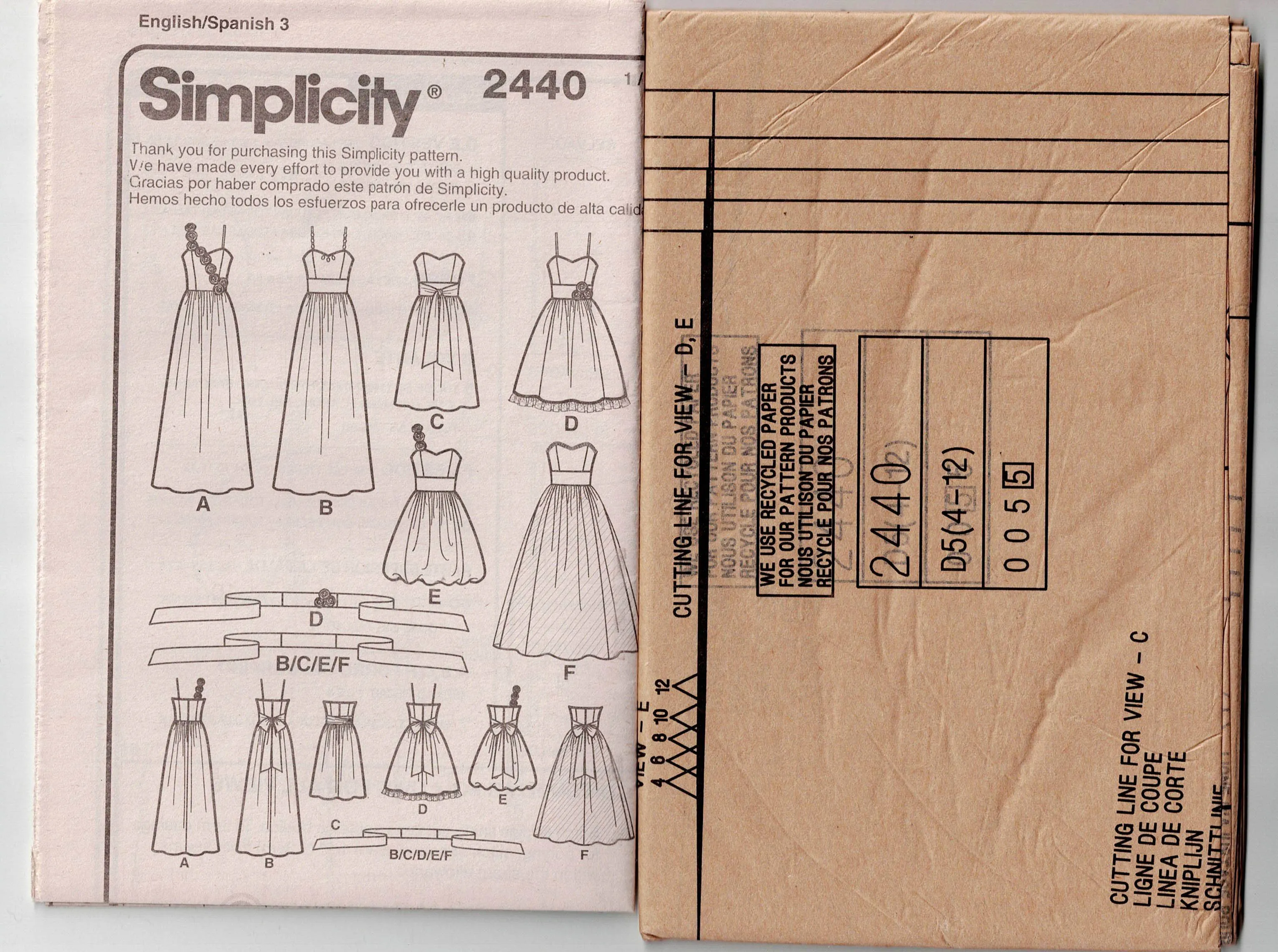 Simplicity 2440 Womens Special Occasion Evening Formal Prom Dress Out Of Print Sewing Pattern Size 4 - 12 UNCUT Factory Folded