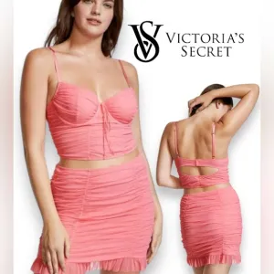 SMALL NWT Victoria's Secret Ruched Mini Skirt In Pink Cocktail