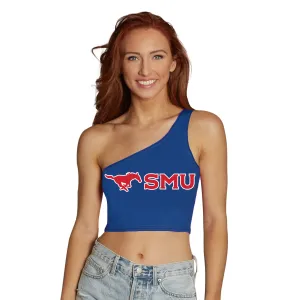 SMU Mustangs Blue One Shoulder Top