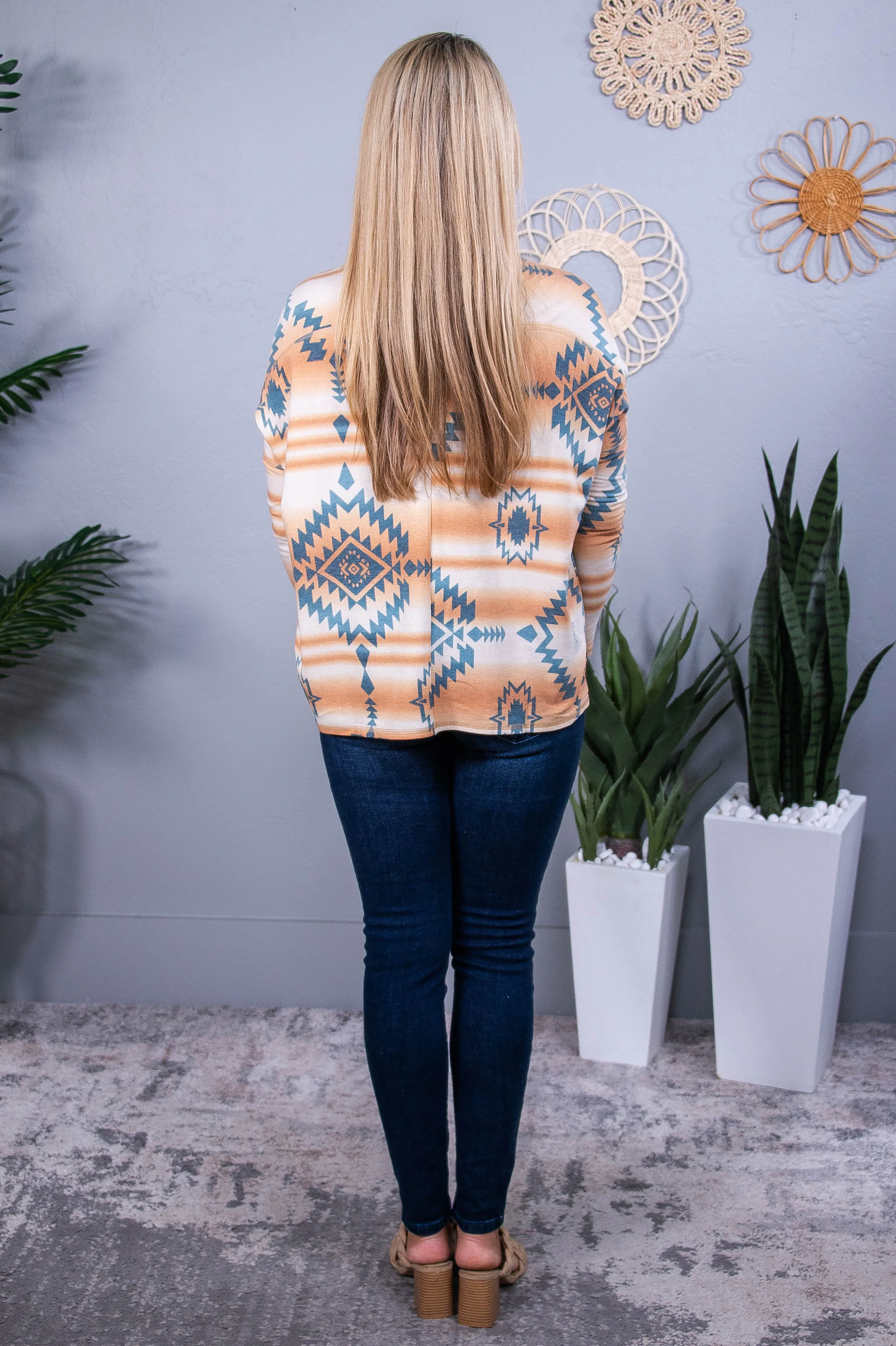 Something Different Dark Peach/Teal Tribal Top - T10414DPE