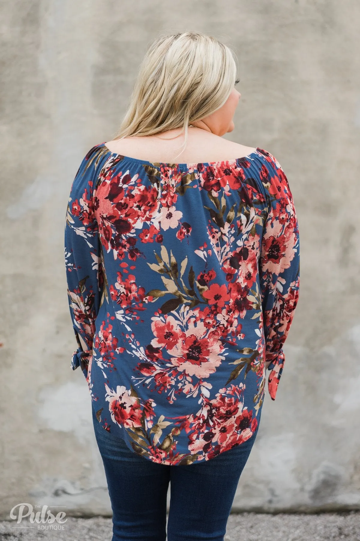 Something Special Floral Off the Shoulder Top- Blue
