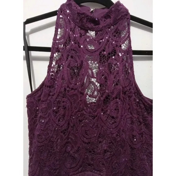 Speechless Size 3 Berrywine Halter Front Illusion Lace &amp; Chiffon Formal Prom Dre