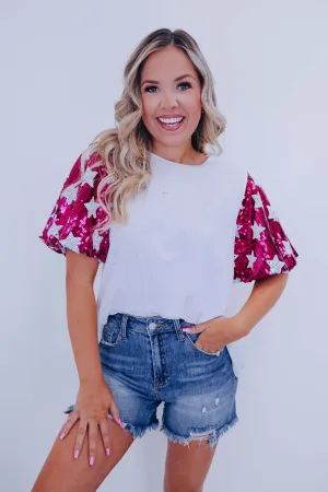 ***Stand Out Star Sequin Sleeve Top SAMPLE