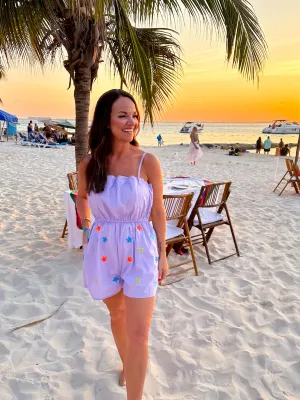 Starry Sequin Patch Romper