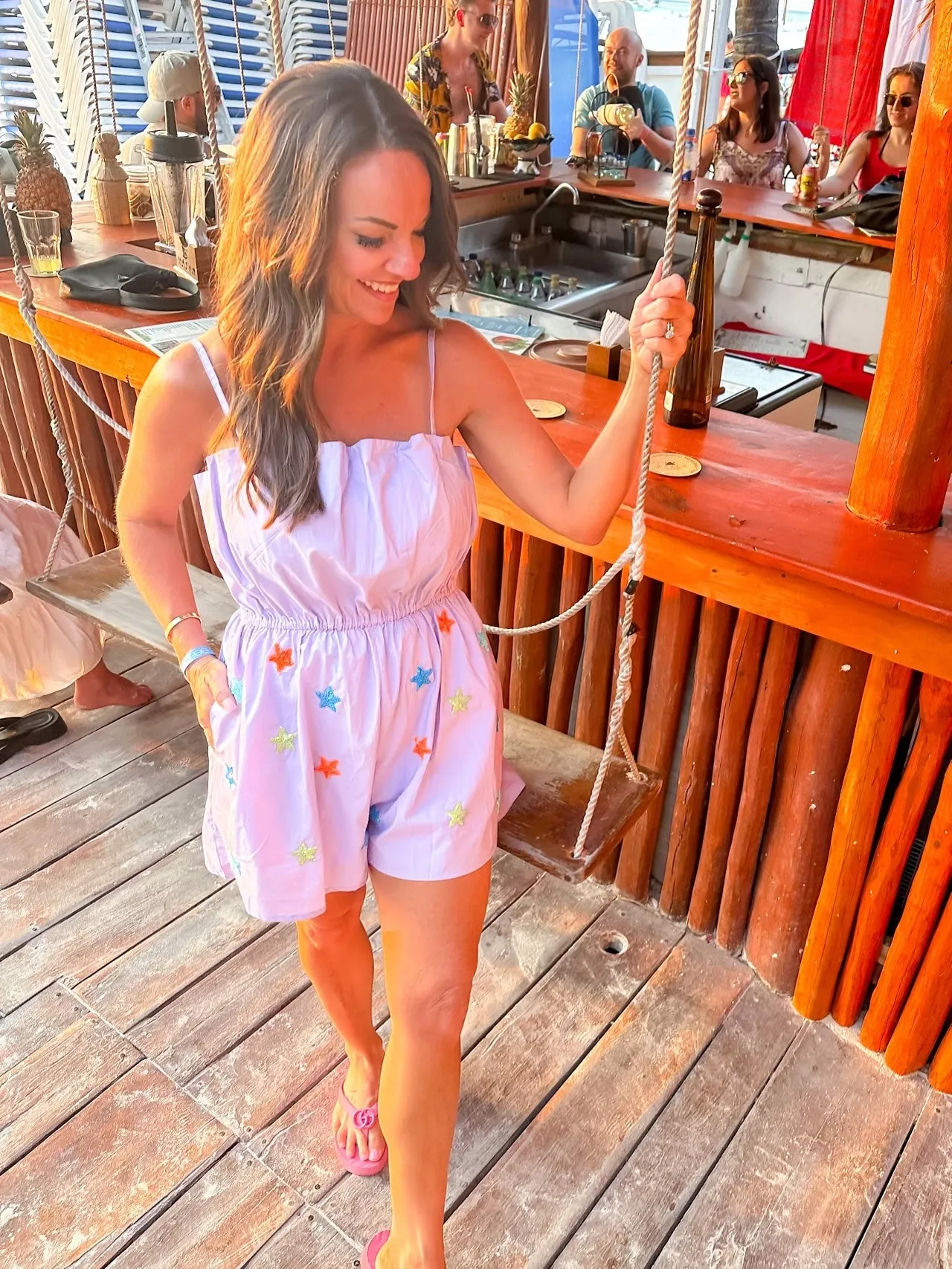 Starry Sequin Patch Romper
