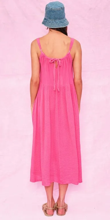 Sundry Midi Dress with Back Tie - Azalea