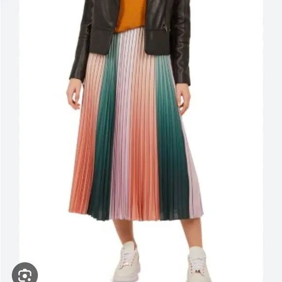 Ted baker Selmma Pleated-Stripe Midi Skirt. Size 12. Mark on bottom as pictured