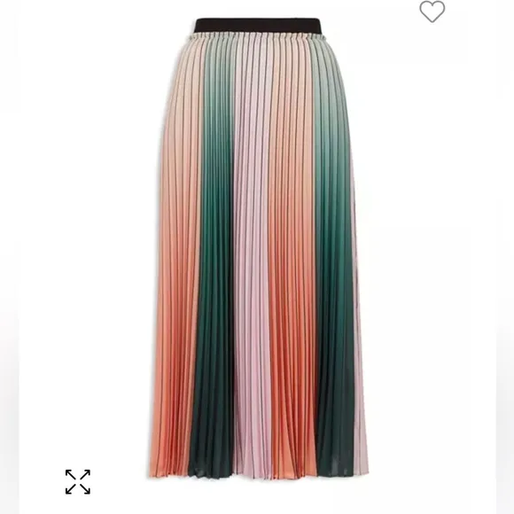Ted baker Selmma Pleated-Stripe Midi Skirt. Size 12. Mark on bottom as pictured