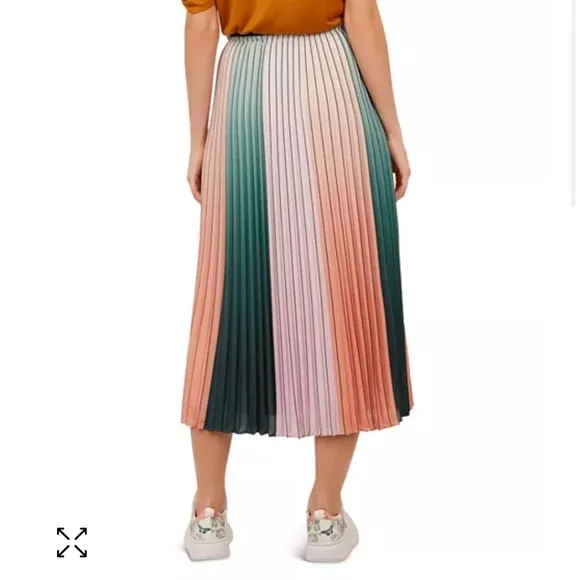 Ted baker Selmma Pleated-Stripe Midi Skirt. Size 12. Mark on bottom as pictured