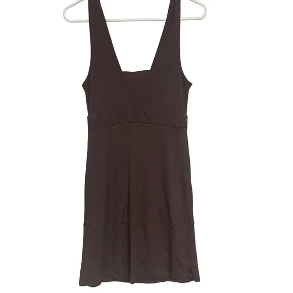 THEORY Brown Stretch Bodycon V-neck Mini Dress, 7056601R, P, XS, 0-00