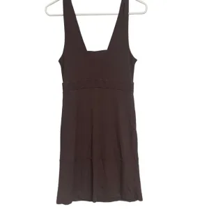 THEORY Brown Stretch Bodycon V-neck Mini Dress, 7056601R, P, XS, 0-00