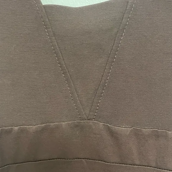 THEORY Brown Stretch Bodycon V-neck Mini Dress, 7056601R, P, XS, 0-00