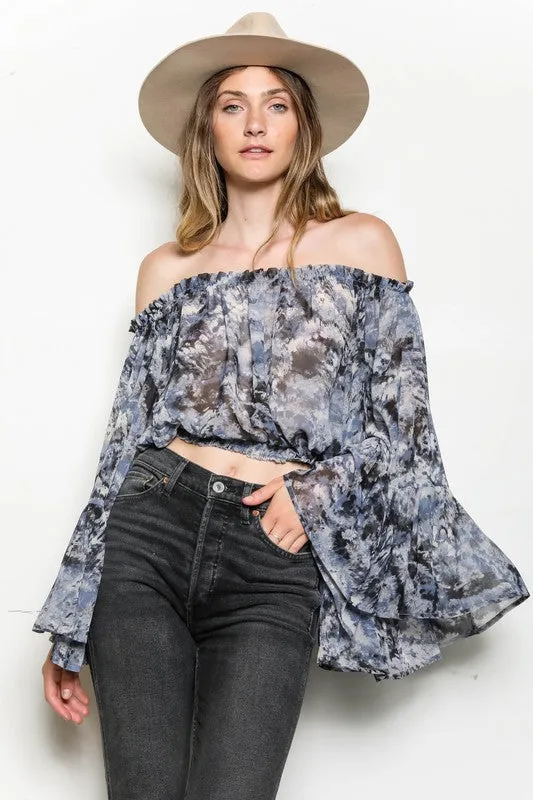 Tie Dye Off Shoulder Top